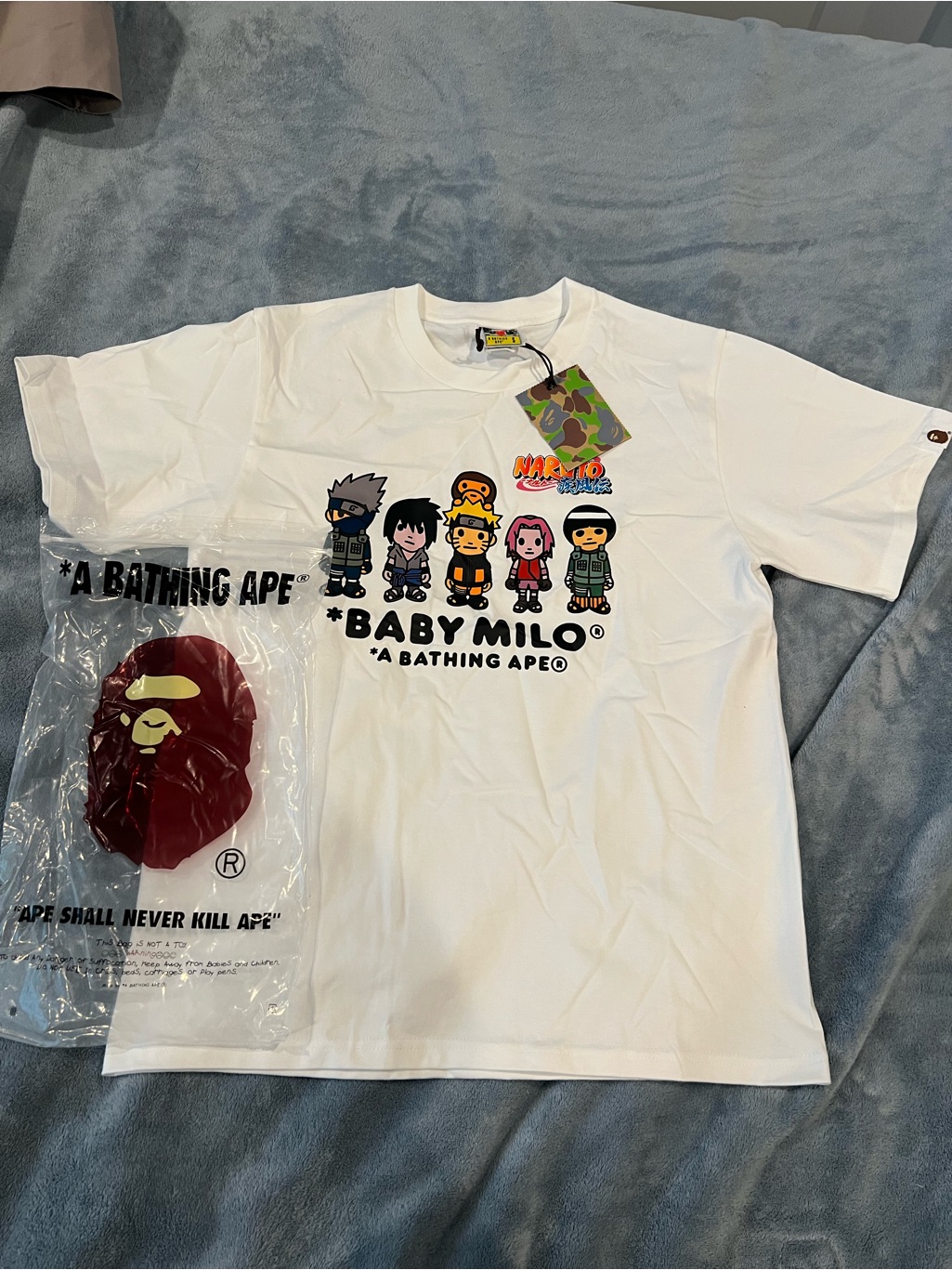 White A Bathing Ape X Naruto Shippuden Baby Milo #6 Graphic T-Shirt Size: S